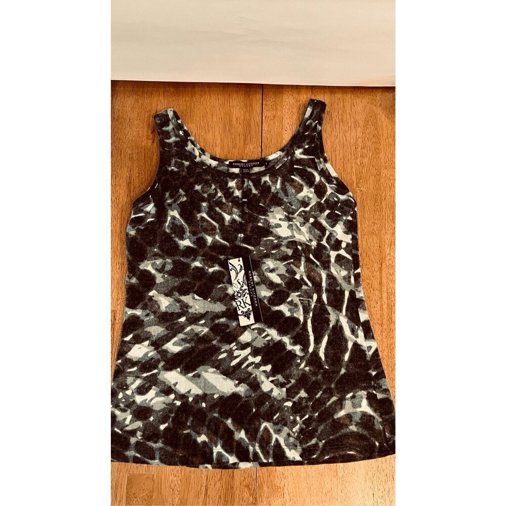 Robert Kitchen Canada Brown Black Print Tank Top Size L